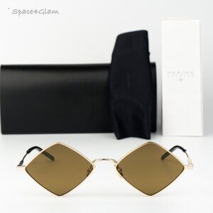 Saint Laurent Men Sunglasses Gold Brown SL302LISA 011 NEW AUTHENTIC